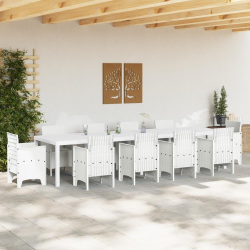 Havebord Hvid 350x100x73 cm Poly Rattan, Havebord Hvid 200x100x73 cm Poly Rattan, Havebord Hvid 150x100x73 cm Poly Rattan