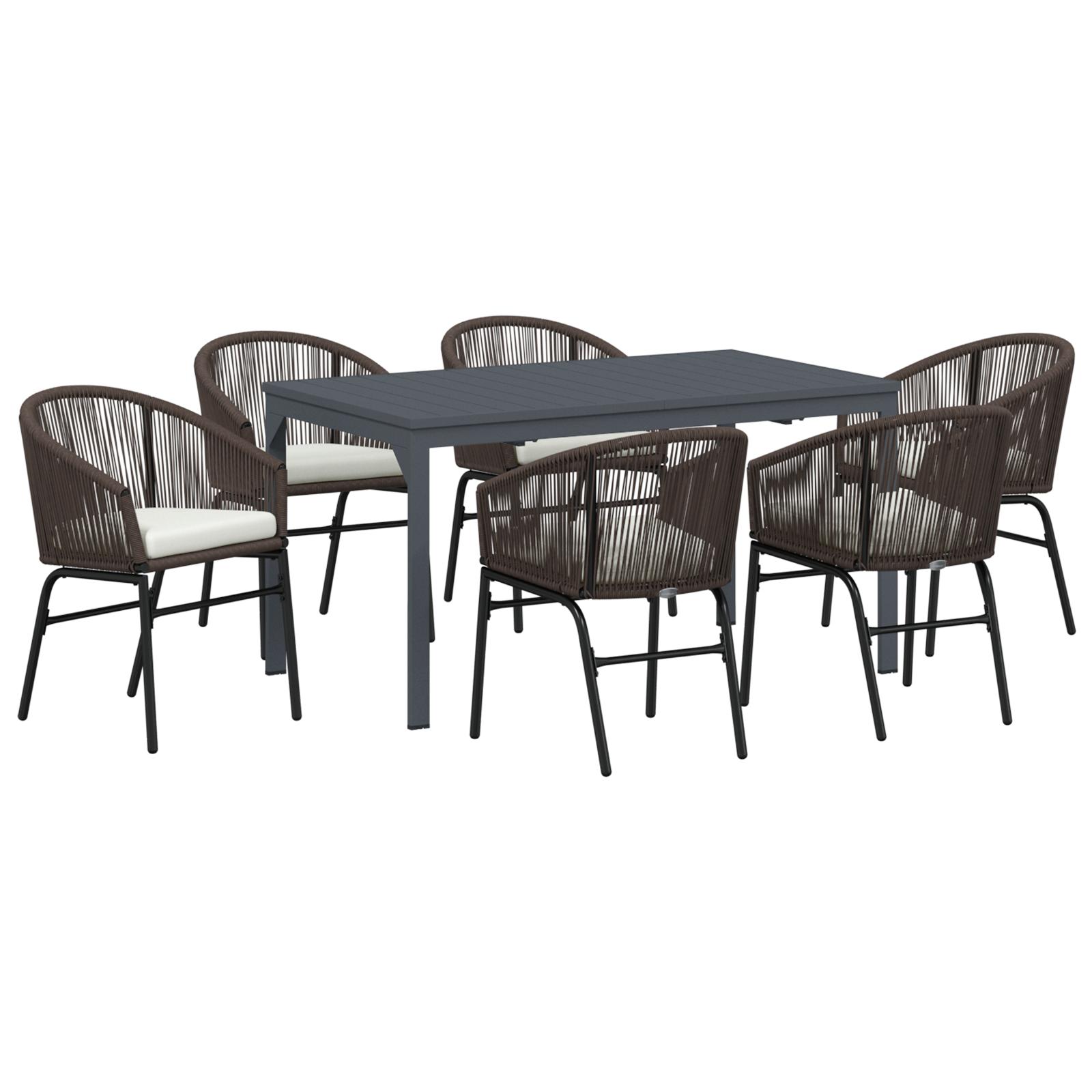 Have Spisebordssæt 7 stk Brun Poly rattan