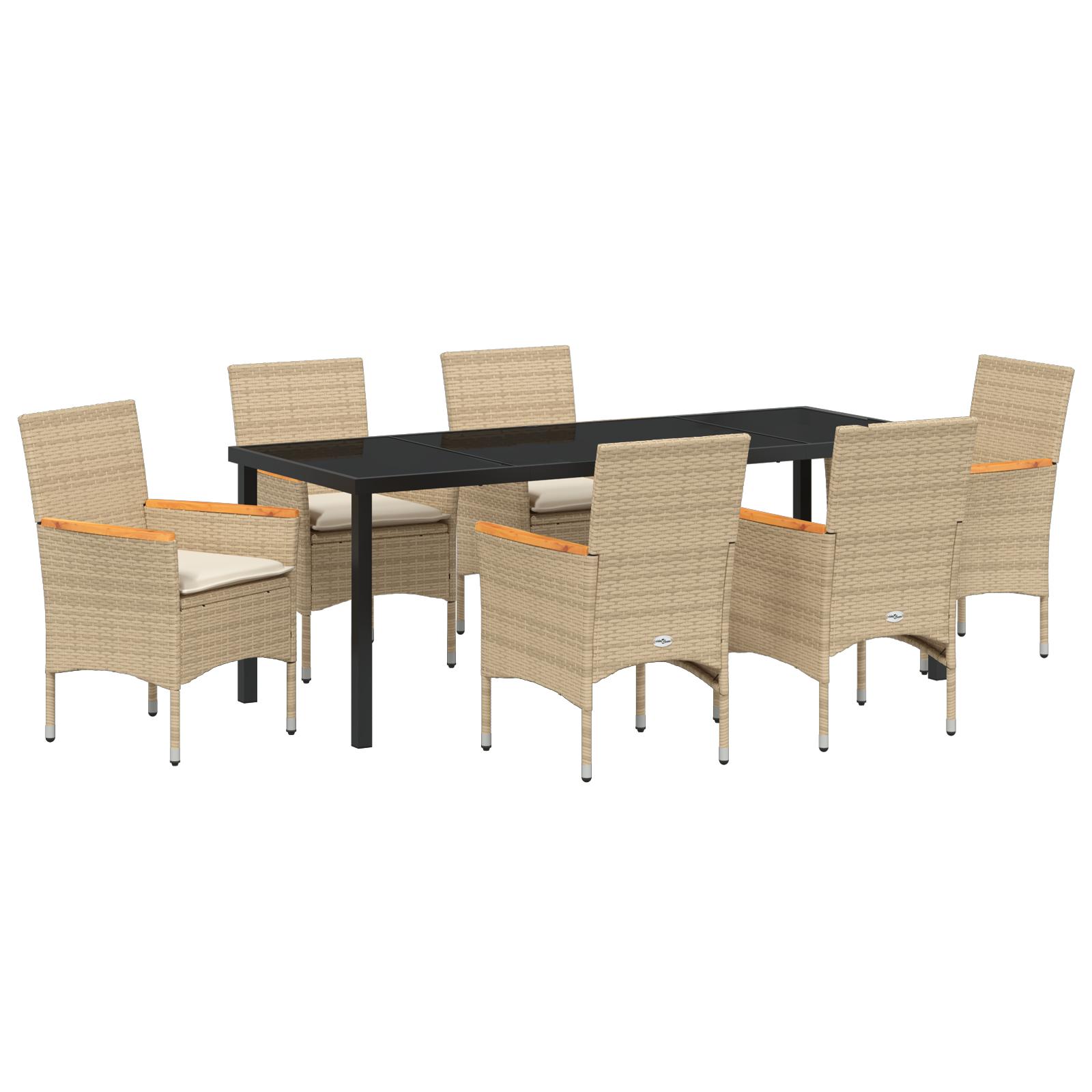 Have Spisebordssæt med pude 7 stk Beige Poly rattan