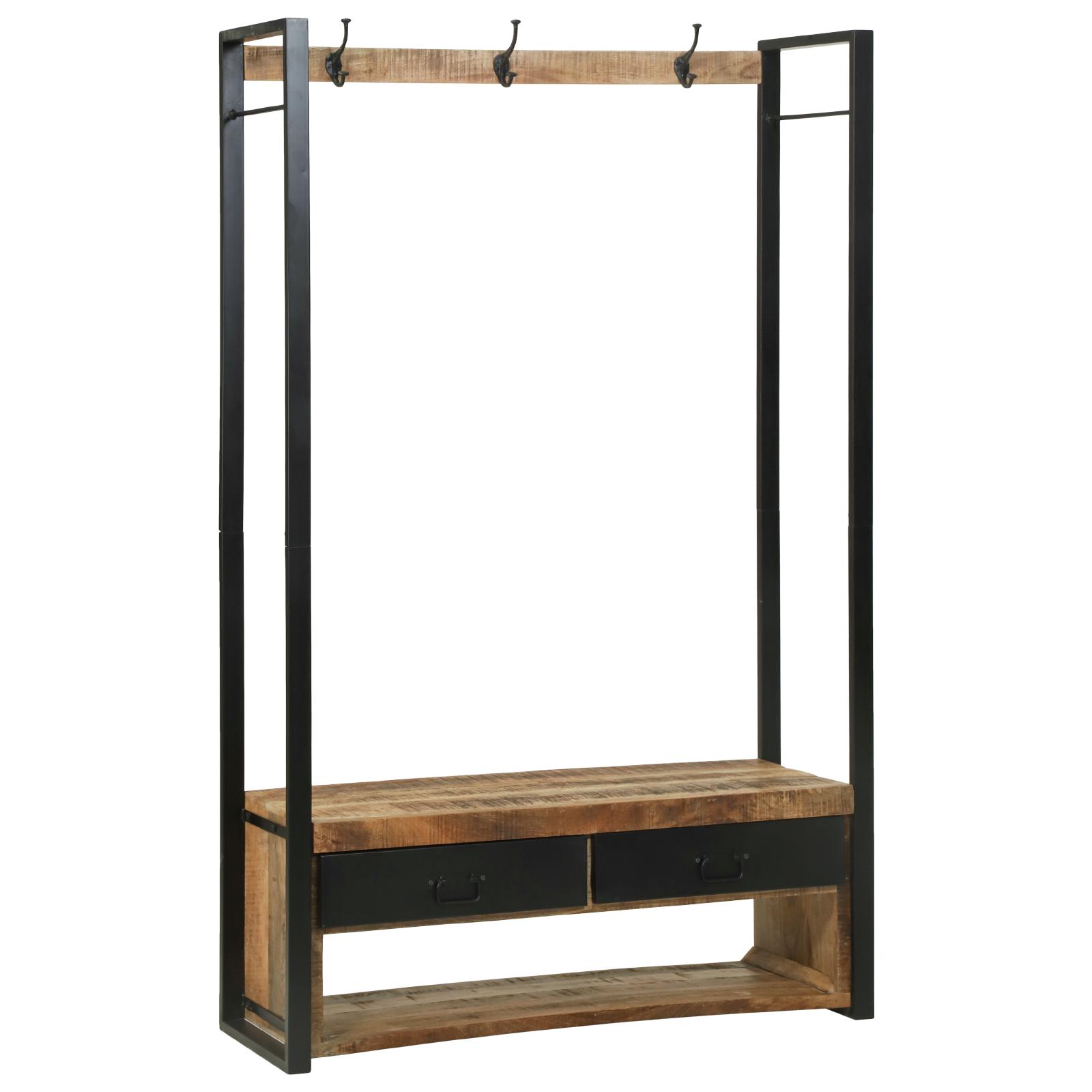 Tøjstang med skuffe Brun 110 x 40 x 185 cm Massivt mangotræ