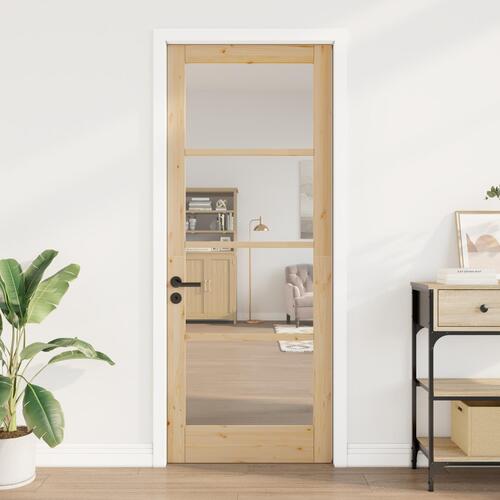 Indvendig Dør med Glas "ORKDAL" 83x211x4 cm Massivt Fyrretræ