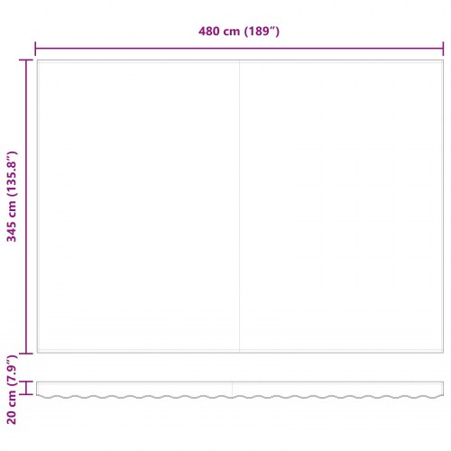 Manuel udtrækkelig markise sort 500x350 cm, markise erstatningsstof til 5x3.5 m ramme sort
