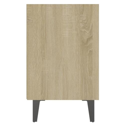 Sengebord med metalben 2 stk. 40x30x50 cm sonoma-eg