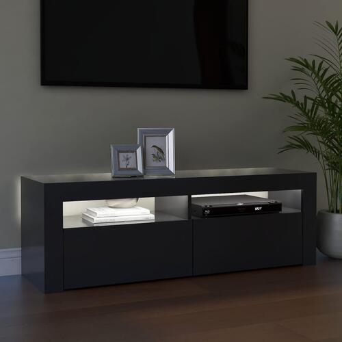 Tv-bord med LED-lys 120x35x40 cm grå