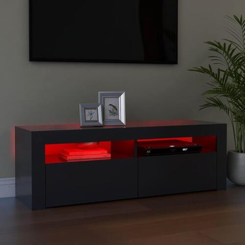 Tv-bord med LED-lys 120x35x40 cm grå