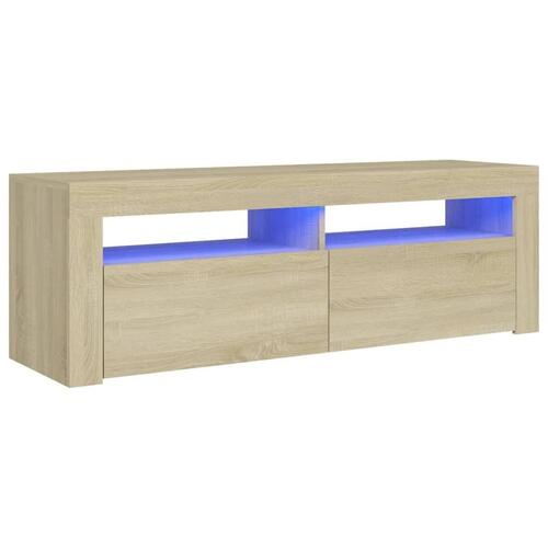 Tv-bord med LED-lys 120x35x40 cm sonoma-eg