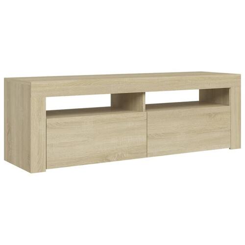 Tv-bord med LED-lys 120x35x40 cm sonoma-eg