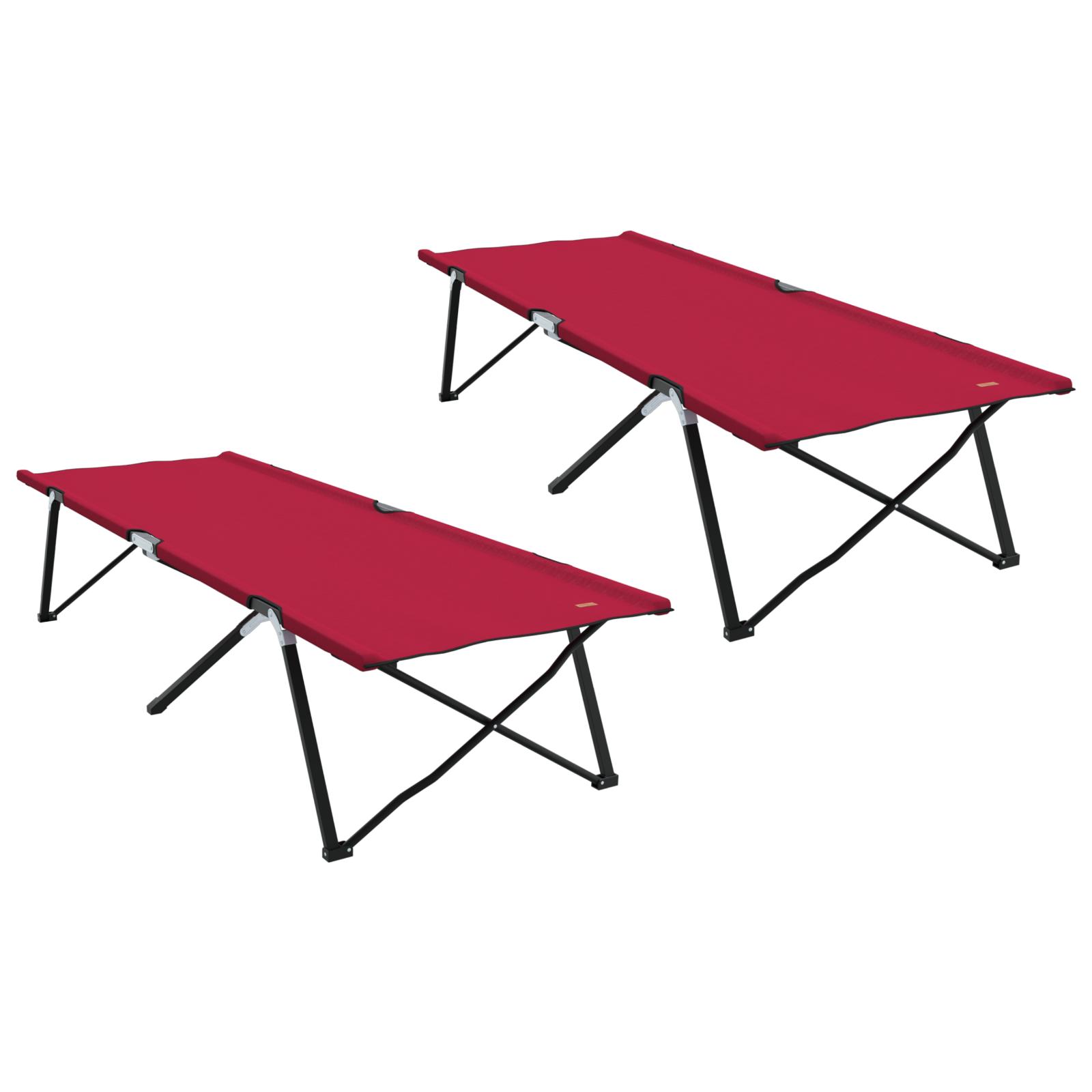 Foldende Camping Seng 2 pcs Rød 206 x 76 x 74 cm Oxford og Stål