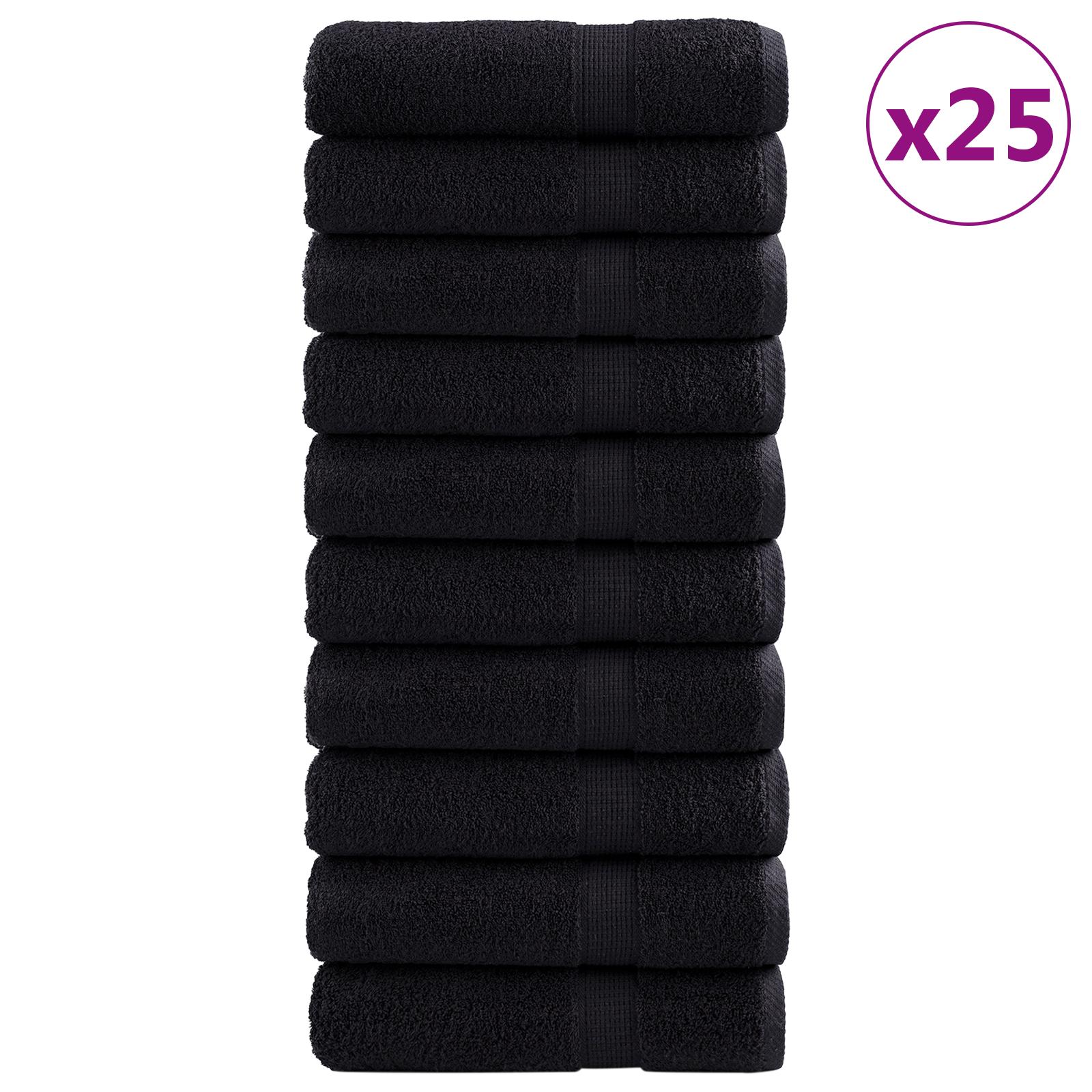 600 Gsm Gæstehåndklæder Solund 25 Stk. Sort 70 X 140 Cm Bomuld