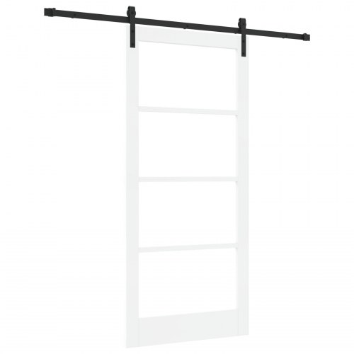 Glidedør med hardware sæt "ORKDAL" Hvid Solid Træ & Glas, Indvendig dør med glas "ORKDAL" Hvid 93x202x4 cm