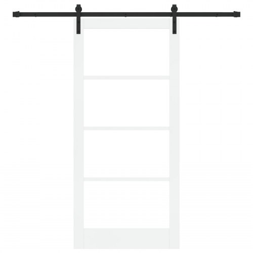 Glidedør med hardware sæt "ORKDAL" Hvid Solid Træ & Glas, Indvendig dør med glas "ORKDAL" Hvid 93x202x4 cm
