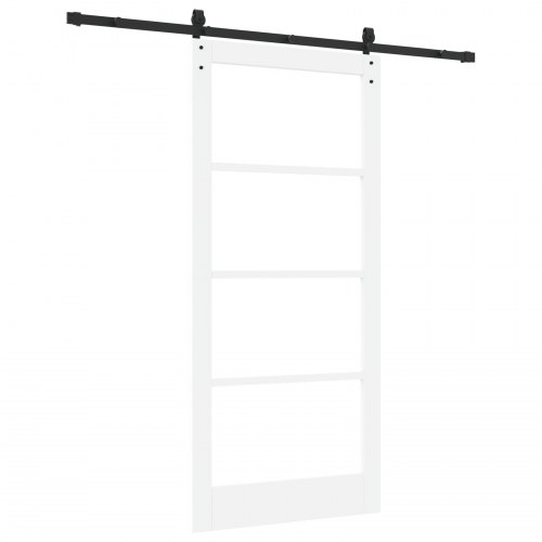 Glidedør med hardware sæt "ORKDAL" Hvid Solid Træ & Glas, Indvendig dør med glas "ORKDAL" Hvid 93x202x4 cm