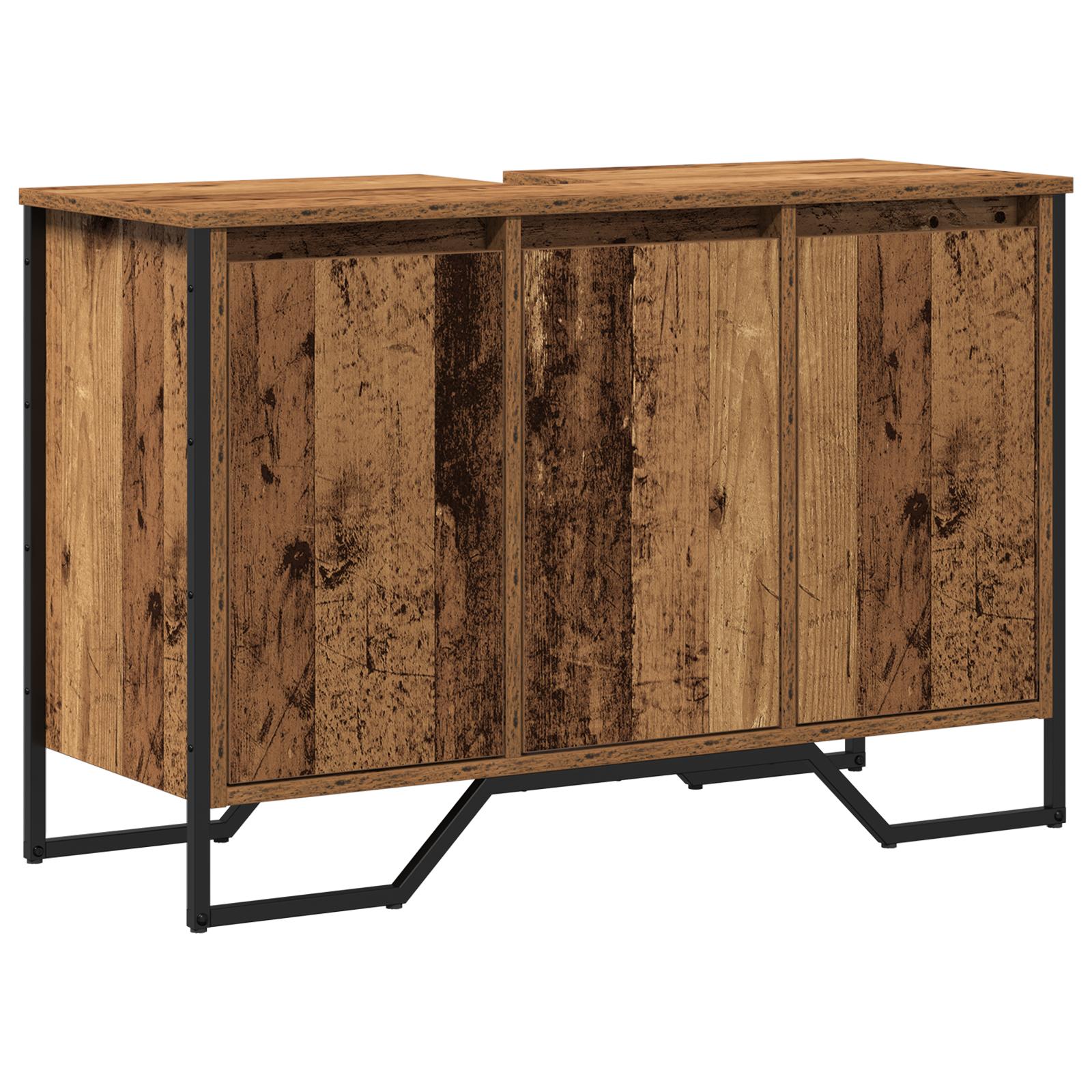 Vaskeskab med dør Gammelt træ 91 x 35 x 60 cm Konstrueret træ