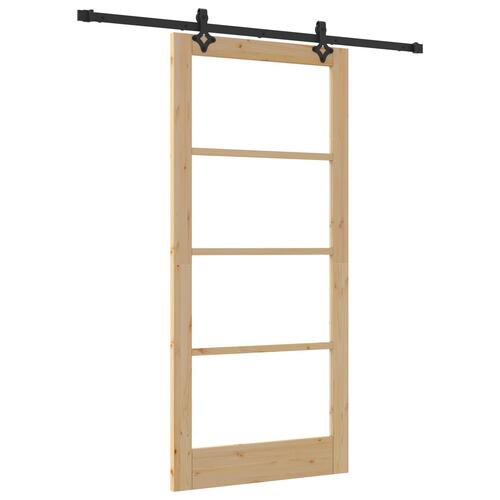 Skyde-Dør med Hardware Sæt 'ORKDAL'Massivt Træ & Glas, Indre Dør med Glas 'ORKDAL'93x202x4 cm Massivt Træ Fyr
