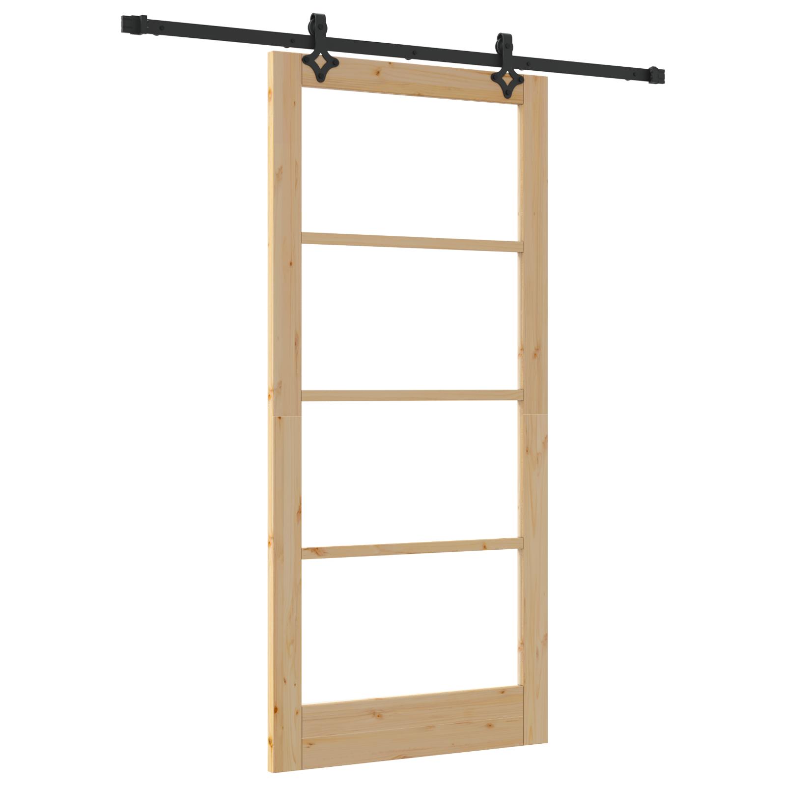 Skyde-Dør med Hardware Sæt 'ORKDAL'Massivt Træ & Glas, Indre Dør med Glas 'ORKDAL'93x202x4 cm Massivt Træ Fyr