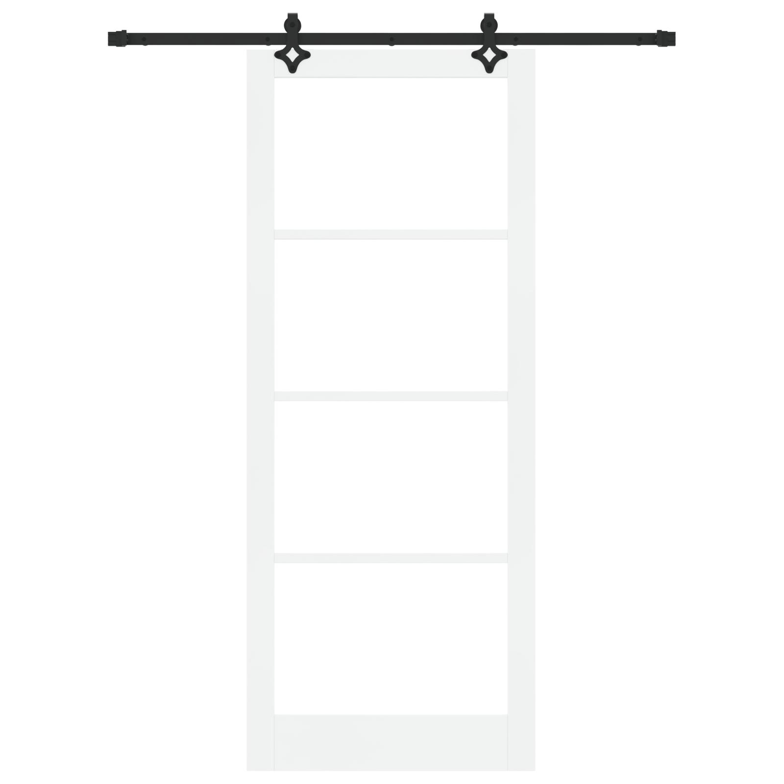 Skydedør ORKDAL - hvid/sort 93 × 232 cm i fyrretræ og glas