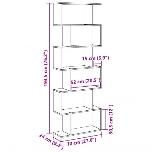 Bogskab Sort Egetræ 70x24x193.5 cm Konstrueret Træ
