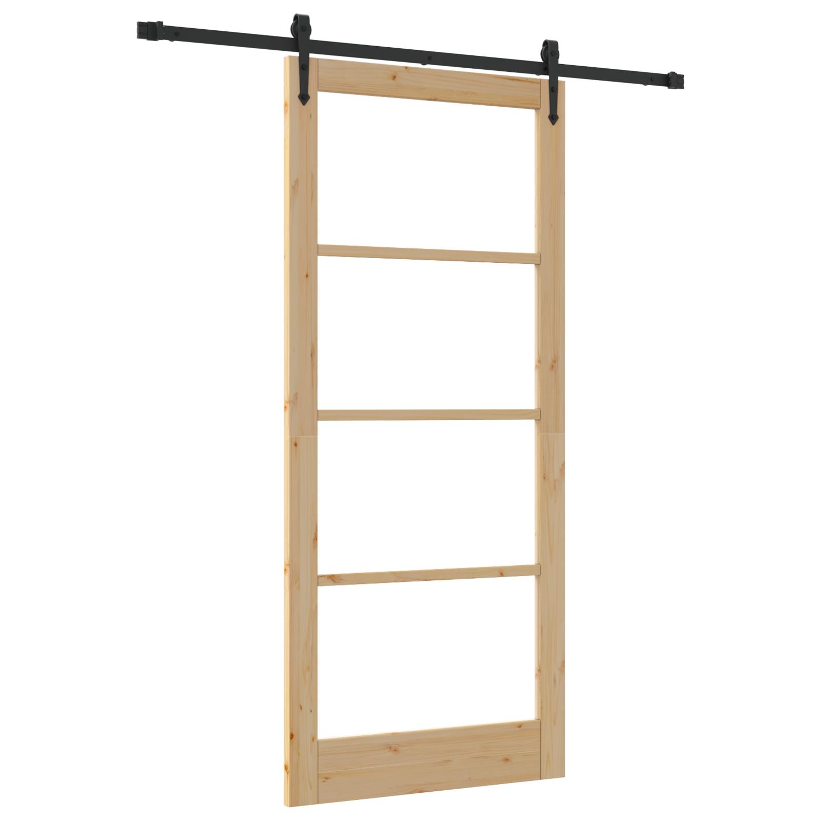 Skydedør naturfarvet 93 × 211 cm - massivt fyrretræ og glas