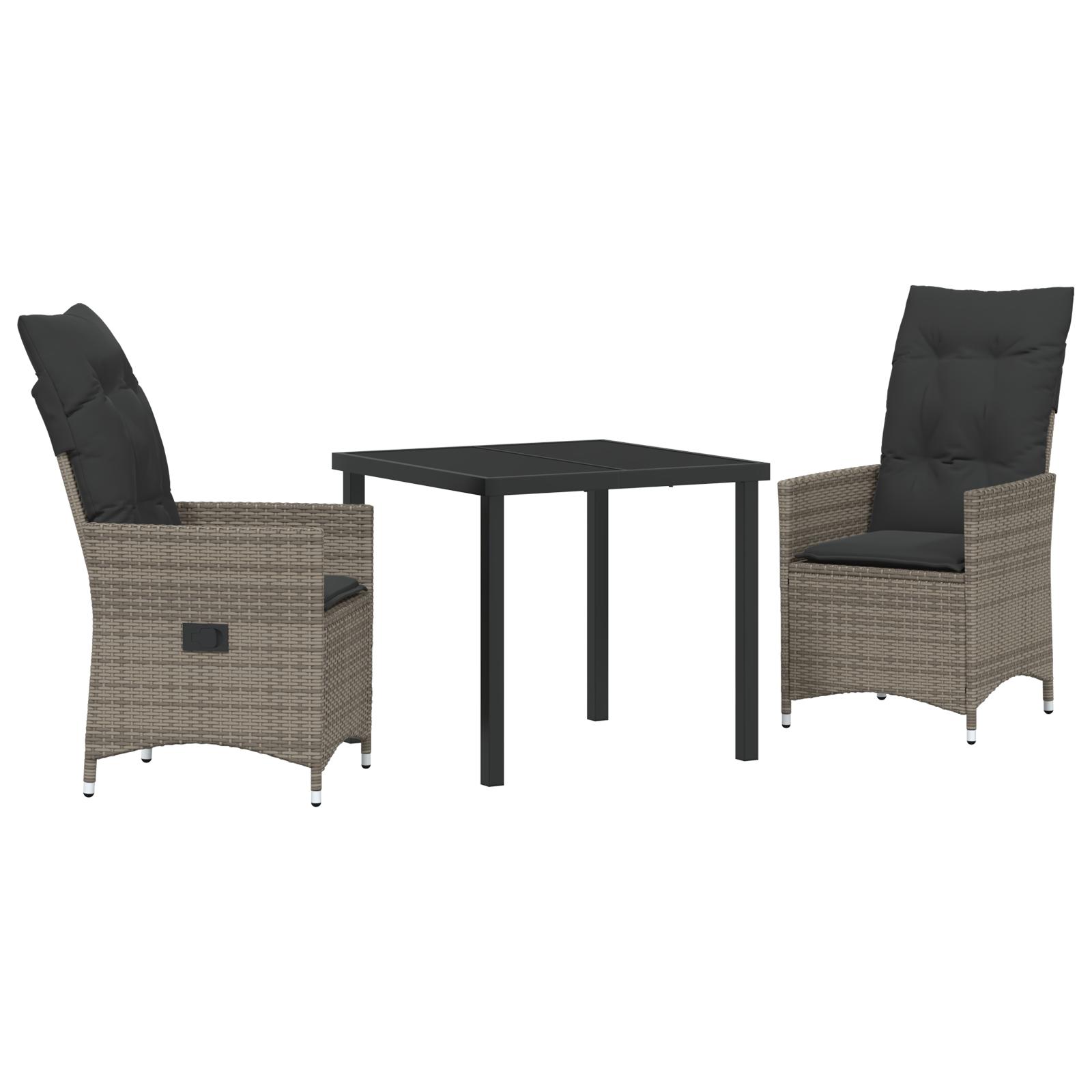 Have Spisebordssæt med pude 3 stk Grå Poly rattan