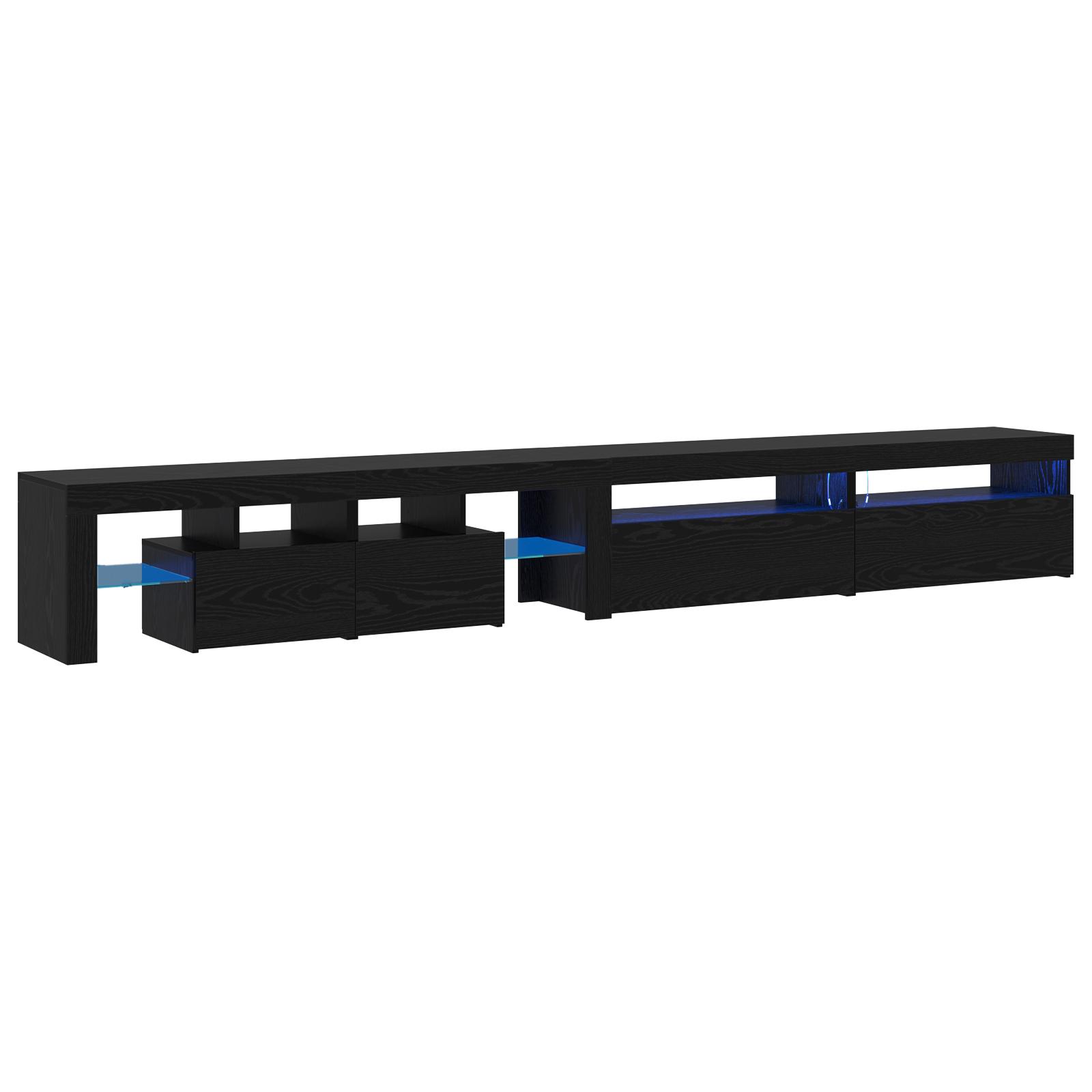 Tv-Skabe 3 Dele Sort Eg 290 X 36,5 X 40 Cm Konstrueret Træ
