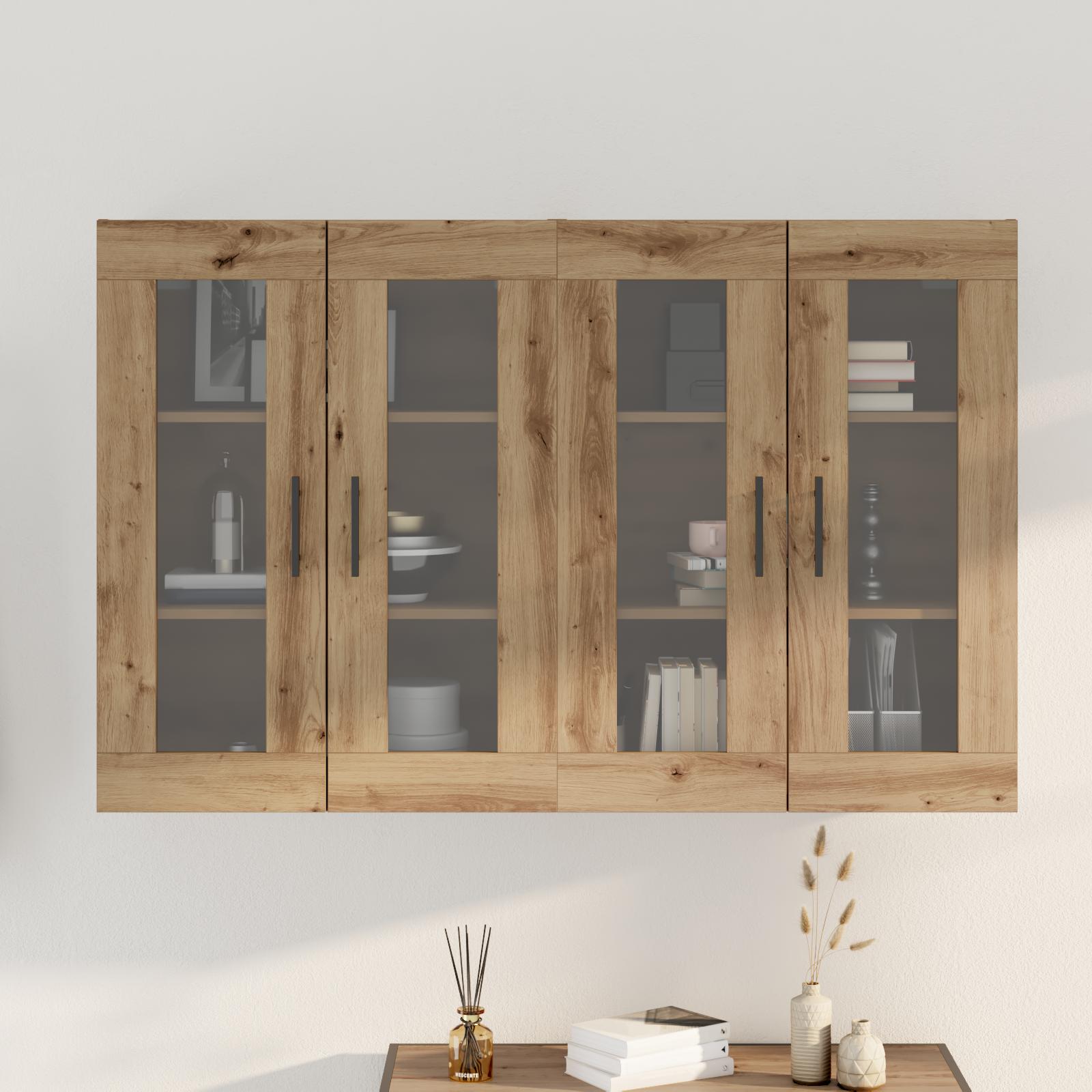 Væghængte skabe 2 stk Artisan eg og Sort 69.5 x 34 x 90 cm