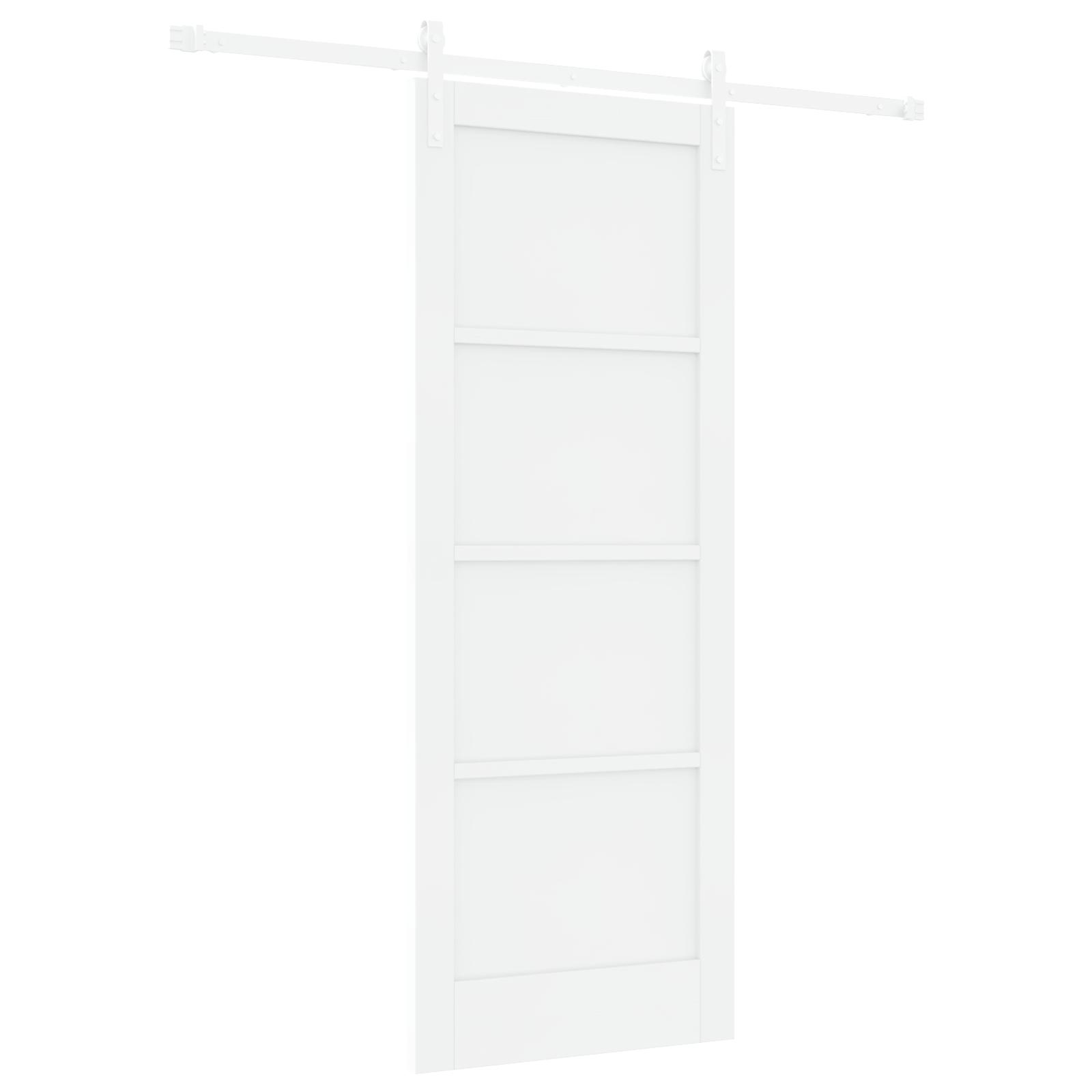 Skydedør med hardware sæt Hvid 78x202 cm Solidt Træ Fyrretræ, Indvendig dør 'ORKDAL'Hvid 78x202x4 cm Solidt Træ Fyrretræ