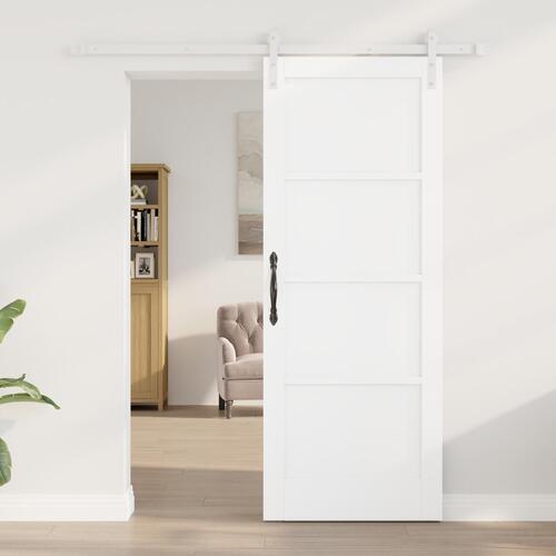 Skydedør med hardware sæt Hvid 78x202 cm Solidt Træ Fyrretræ, Indvendig dør 'ORKDAL'Hvid 78x202x4 cm Solidt Træ Fyrretræ