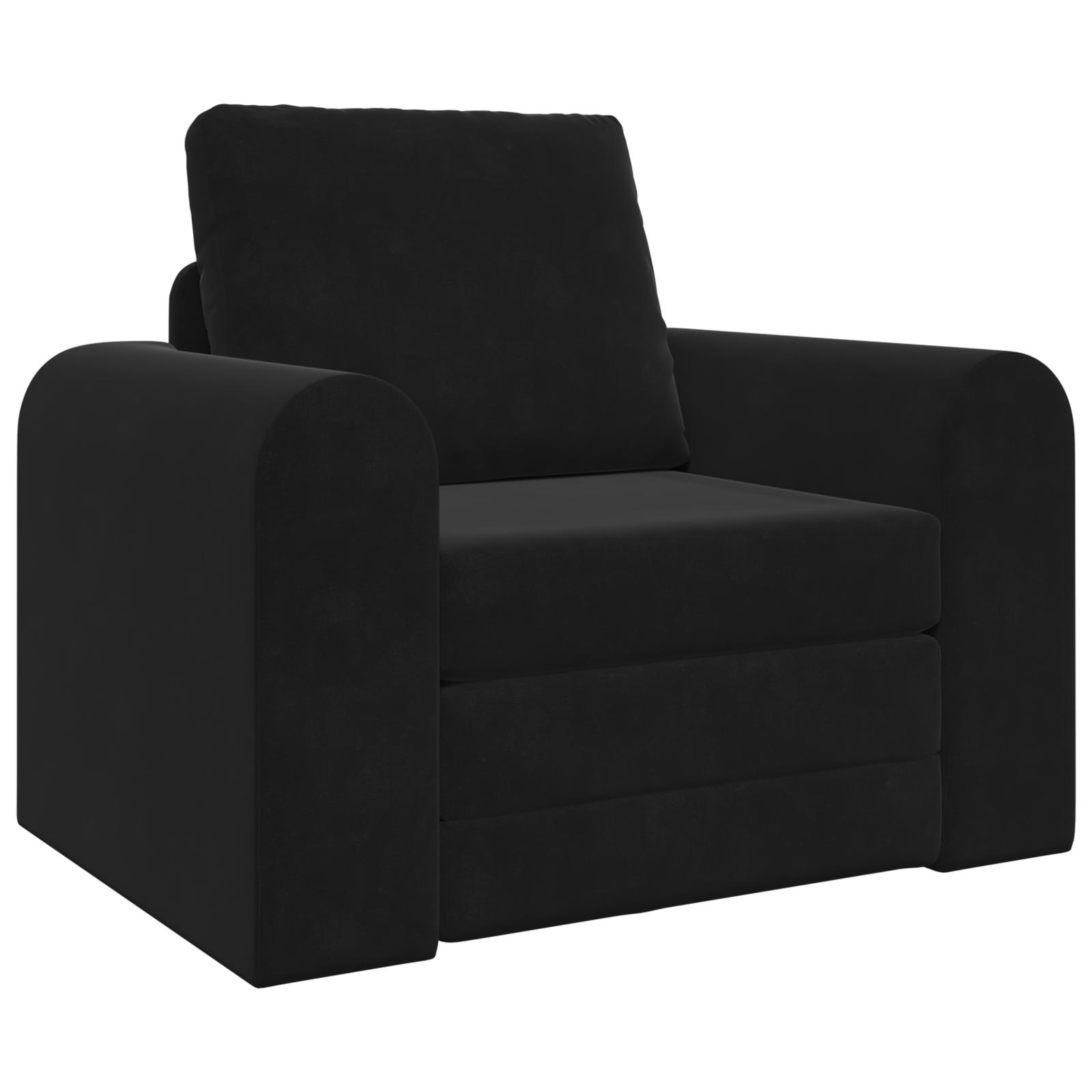 Sovesofa i fløjl - sort, 98 × 71 × 83 cm