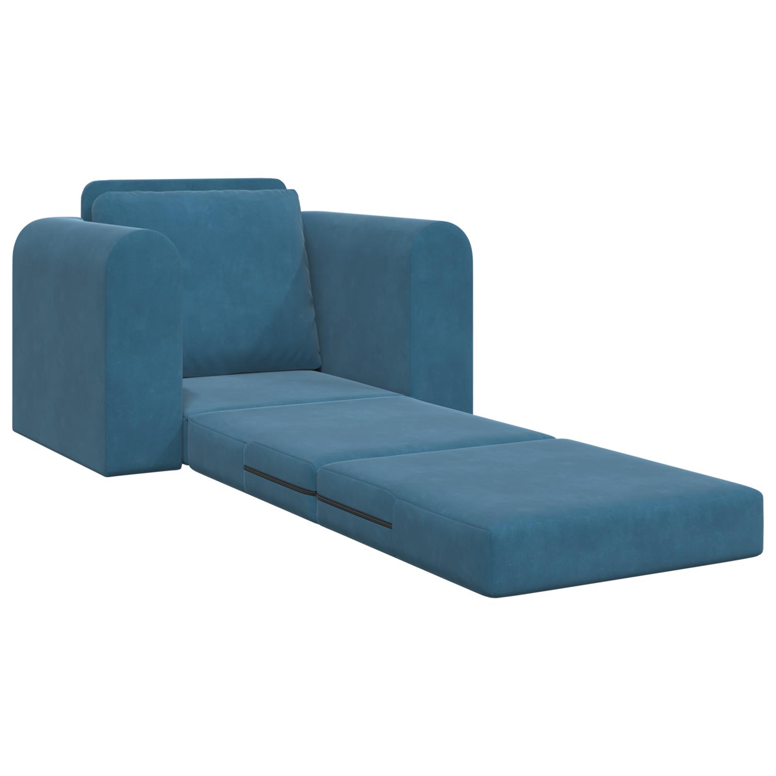Sovesofa i fløjl - blå 98 × 71 × 83 cm