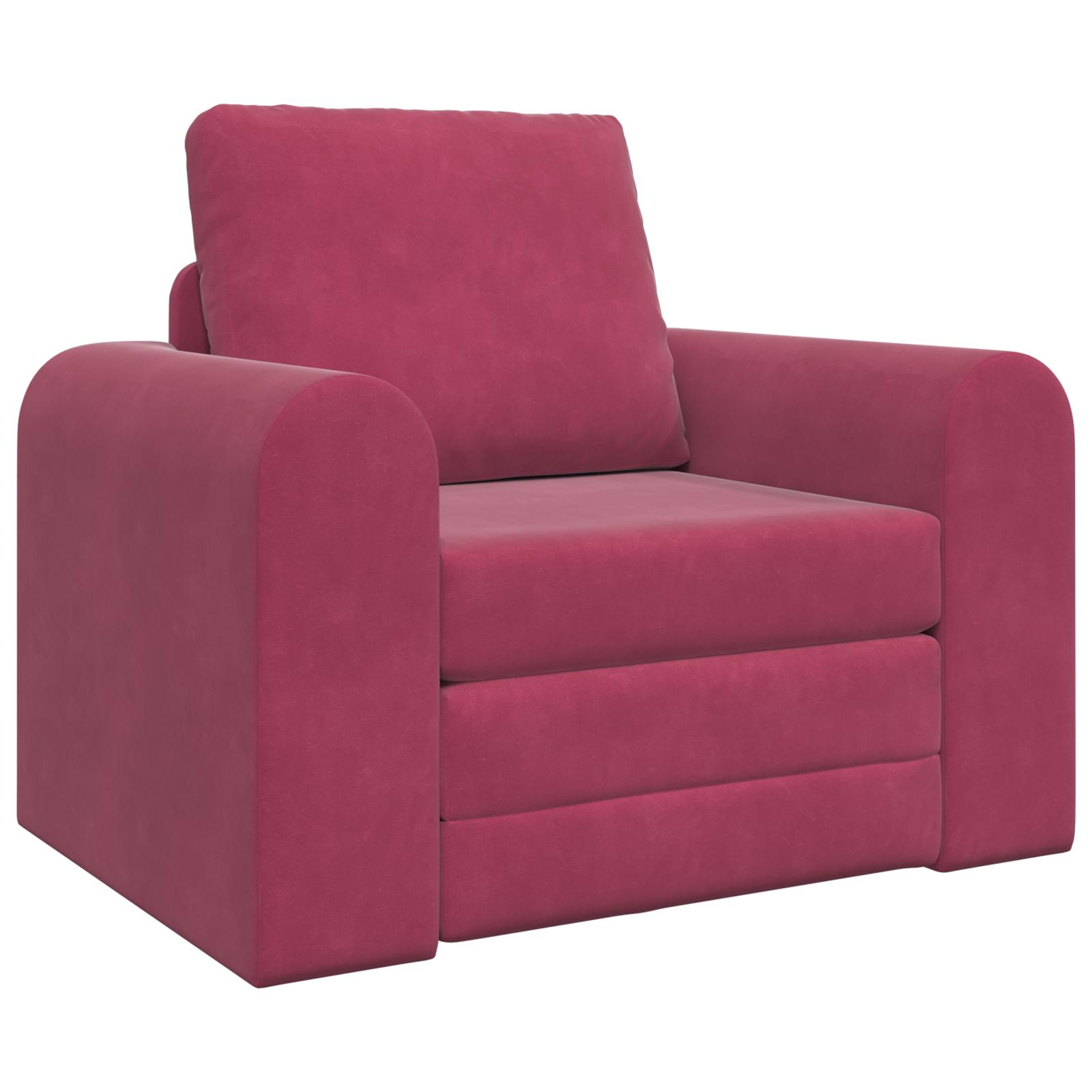 Sovesofa i fløjl - vinrød, 98 × 71 × 83 cm