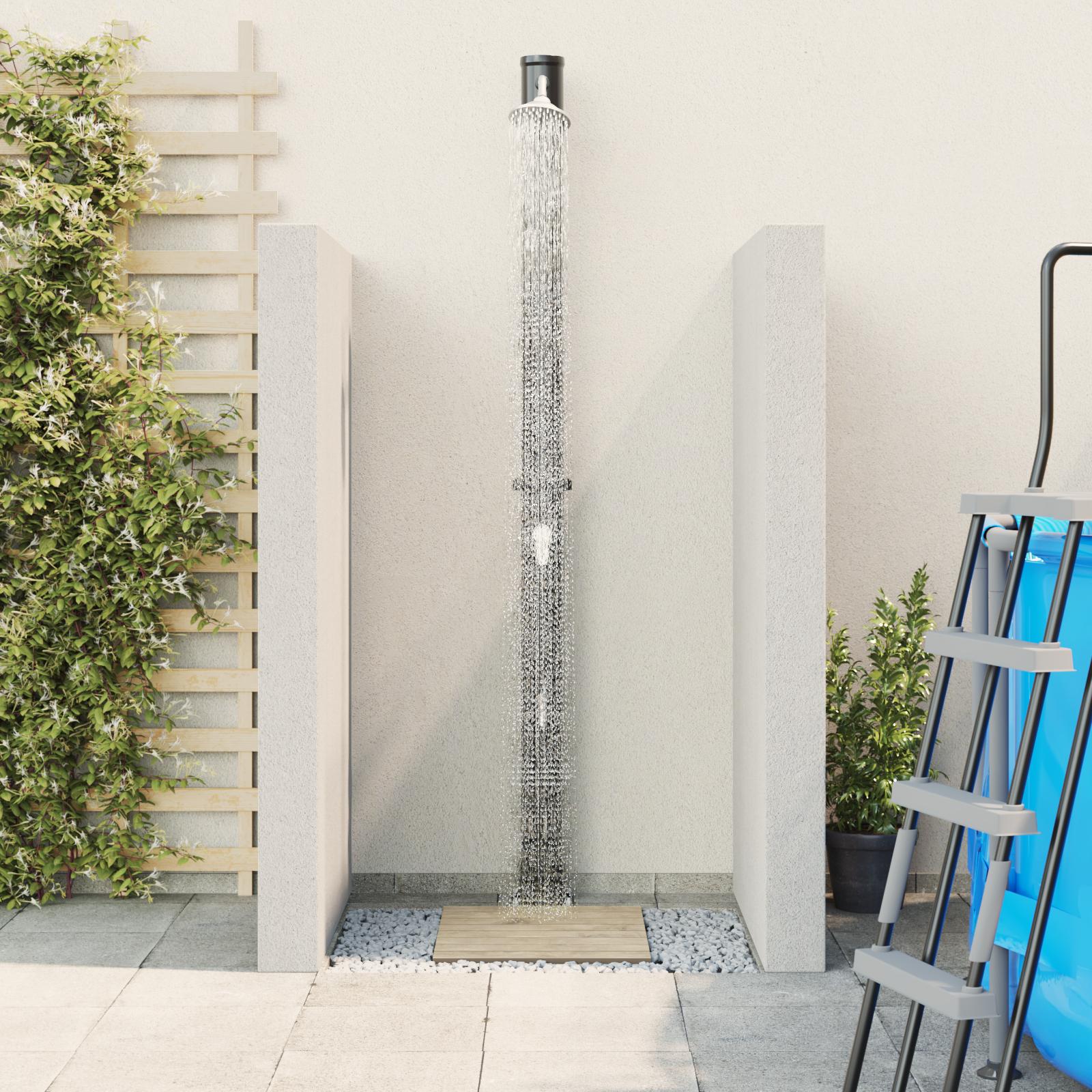 Udendørs solbruser - sort 217 cm i PVC og aluminium