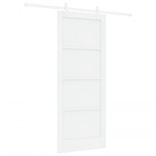 Glidedør med hardware sæt Hvid 83x202 cm Solid træ fyrretræ, Indvendig dør 'ORKDAL'Hvid 83x202x4 cm Solid træ fyrretræ