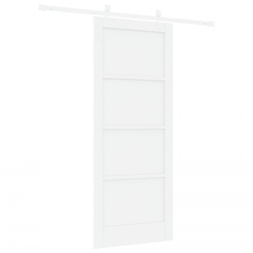 Glidedør med hardware sæt Hvid 83x202 cm Solid træ fyrretræ, Indvendig dør 'ORKDAL'Hvid 83x202x4 cm Solid træ fyrretræ