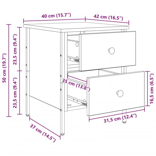 Sengebord Gammelt Træ 40x42x50 cm Ingeniørtræ