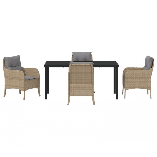 Sæt af 5 Havemøbler med puder Beige Poly Rattan