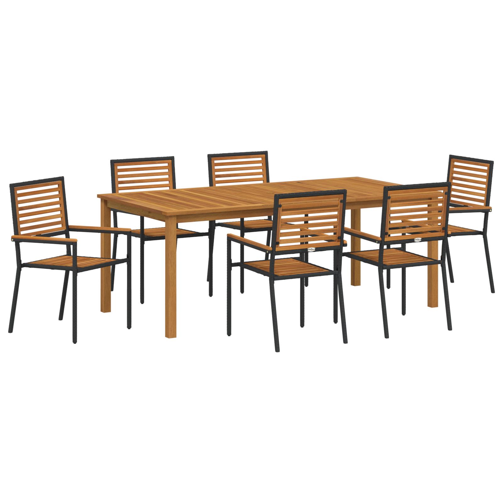 Have Spisebordssæt 7 stk Sort Poly rattan