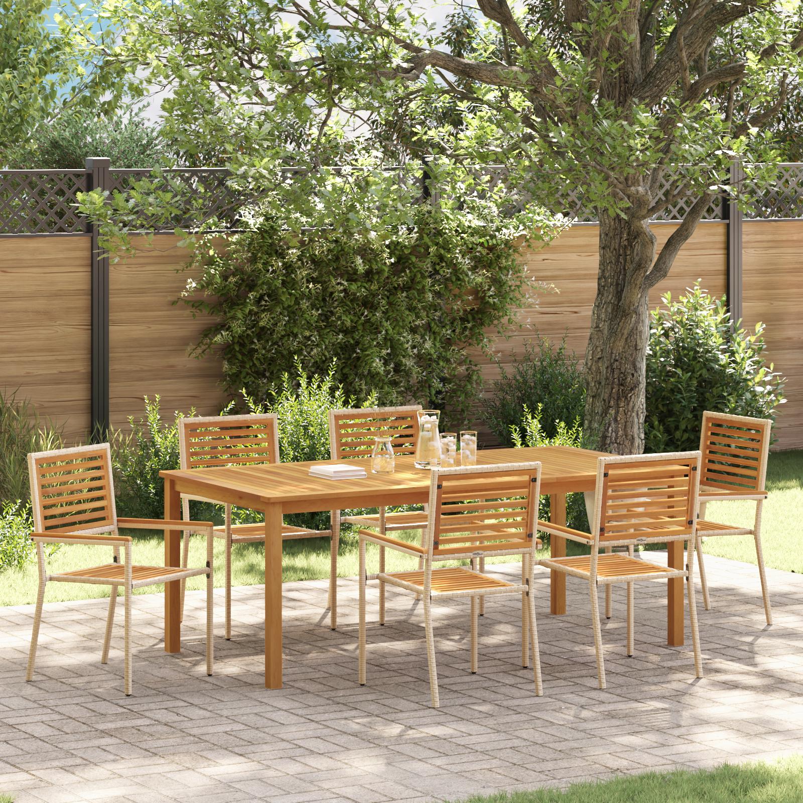 Have Spisebordssæt 7 stk Beige Poly rattan