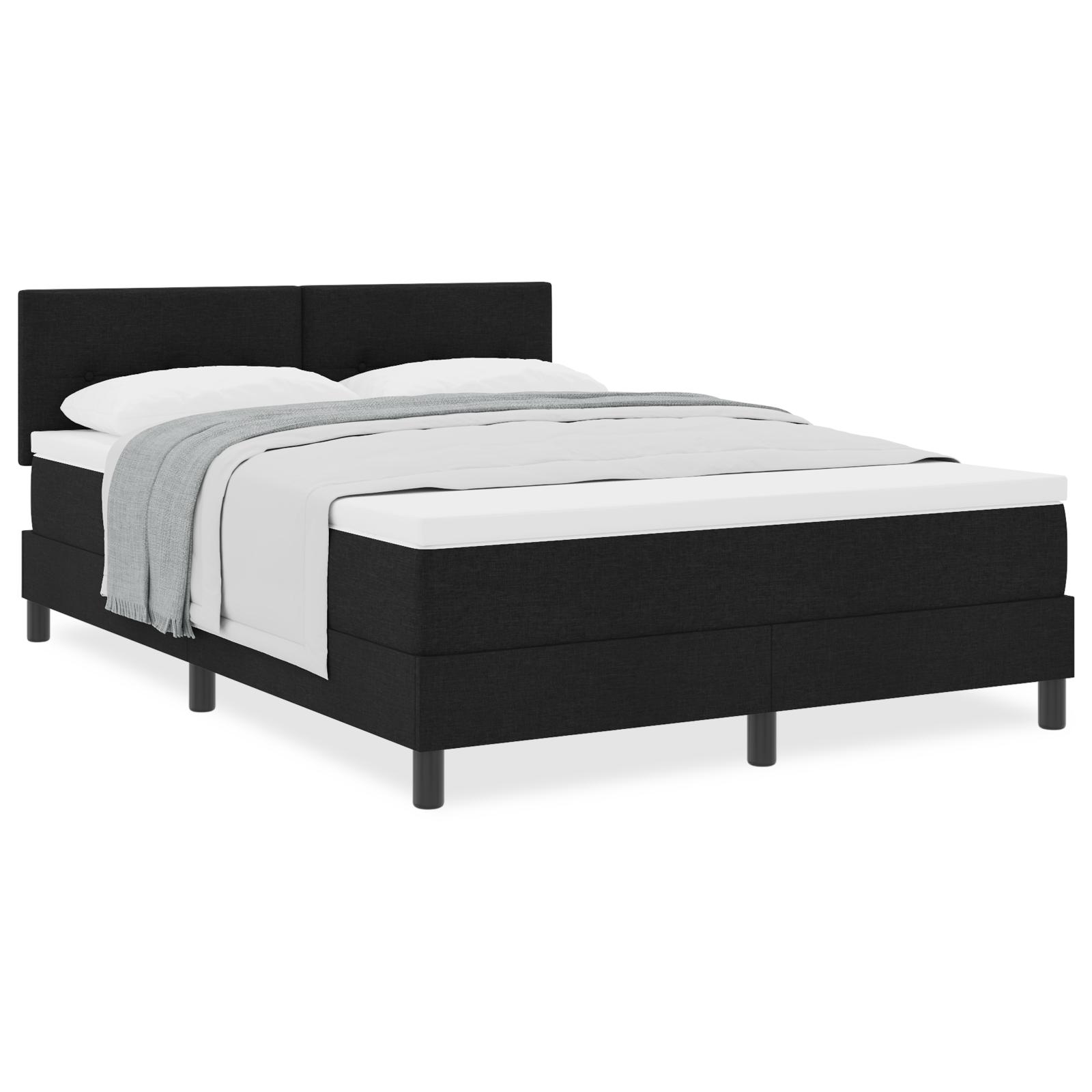 Box spring seng med hovedgærde Sort 140 x 200 cm Stof