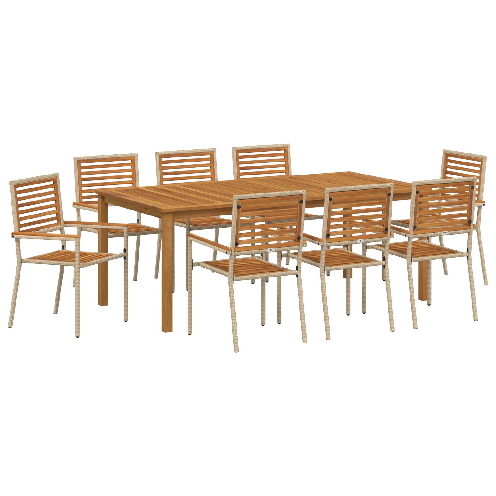 Have Spisebordssæt 9 stk Beige Poly rattan
