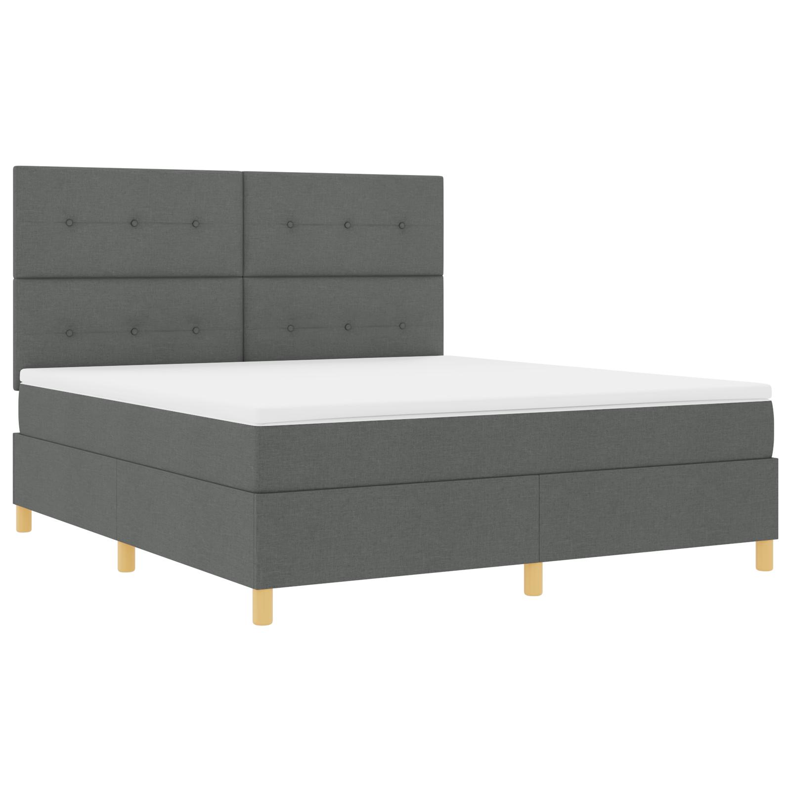 Box spring seng med hovedgærde Mørkegrå 180 x 200 cm Stof