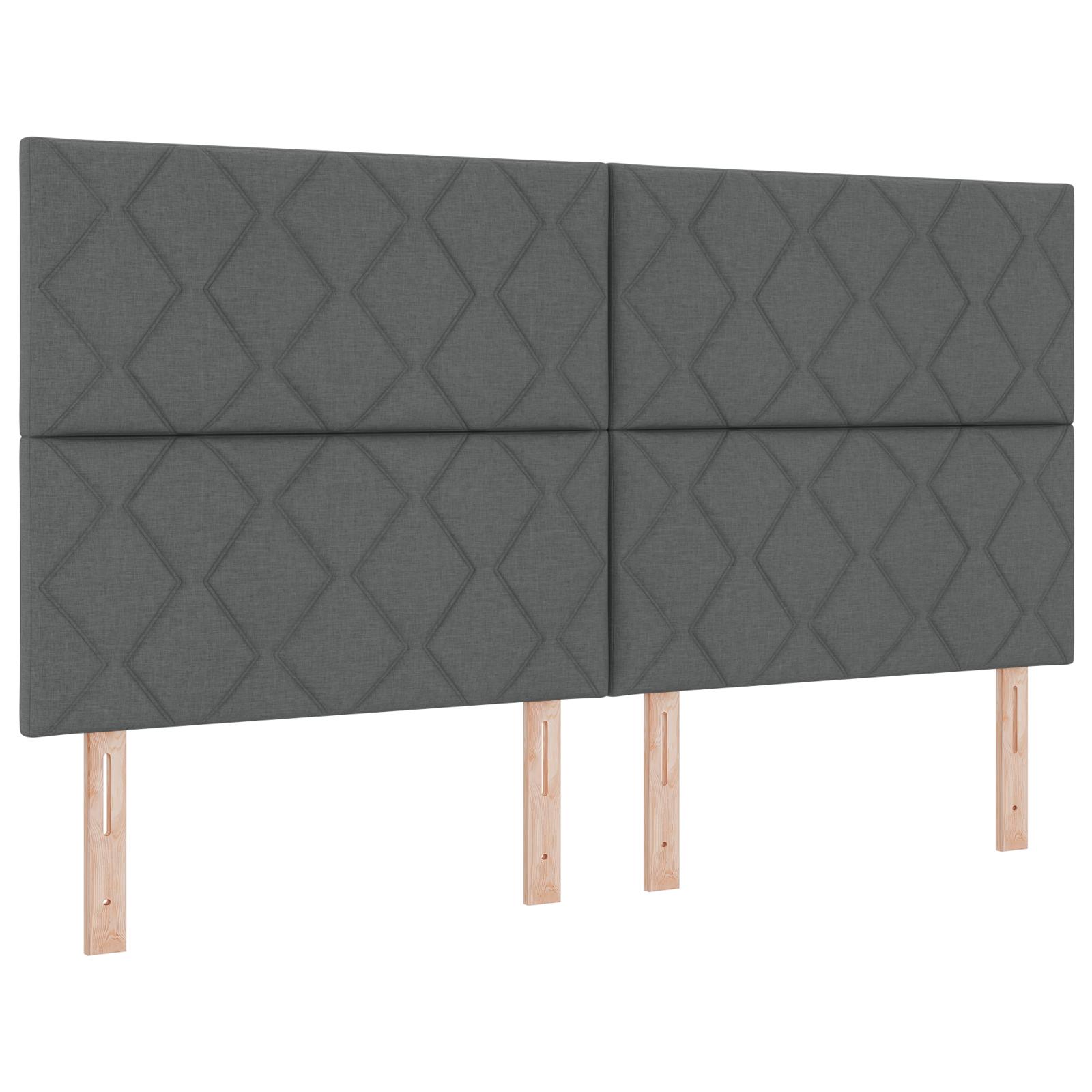 Kontinentalseng med hovedgærde 180 x 200 cm i mørkegrå stof