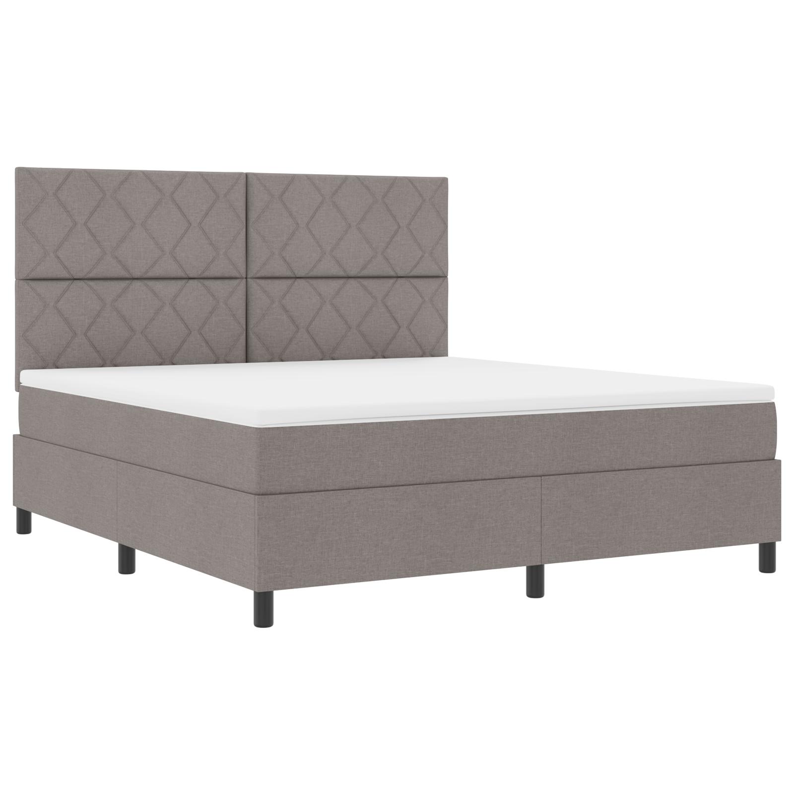 vidaXL Box spring seng med LED-lysstrimler Gråbrun 180 x 200 cm Stof
