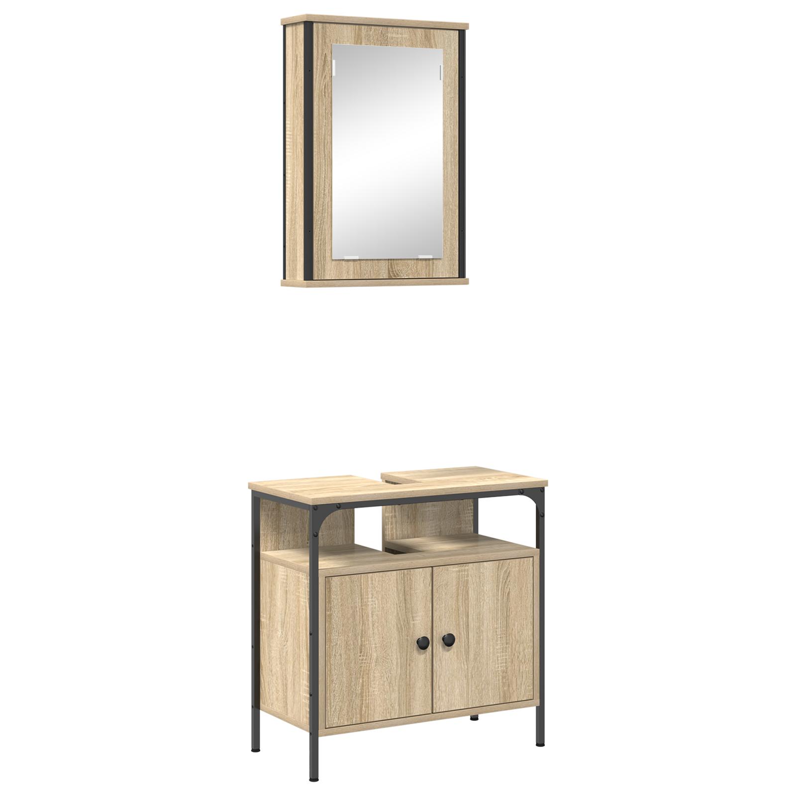 Badeværelsesmøbel sæt med hylde 2 stk Brun 60 x 30 x 60 cm billede