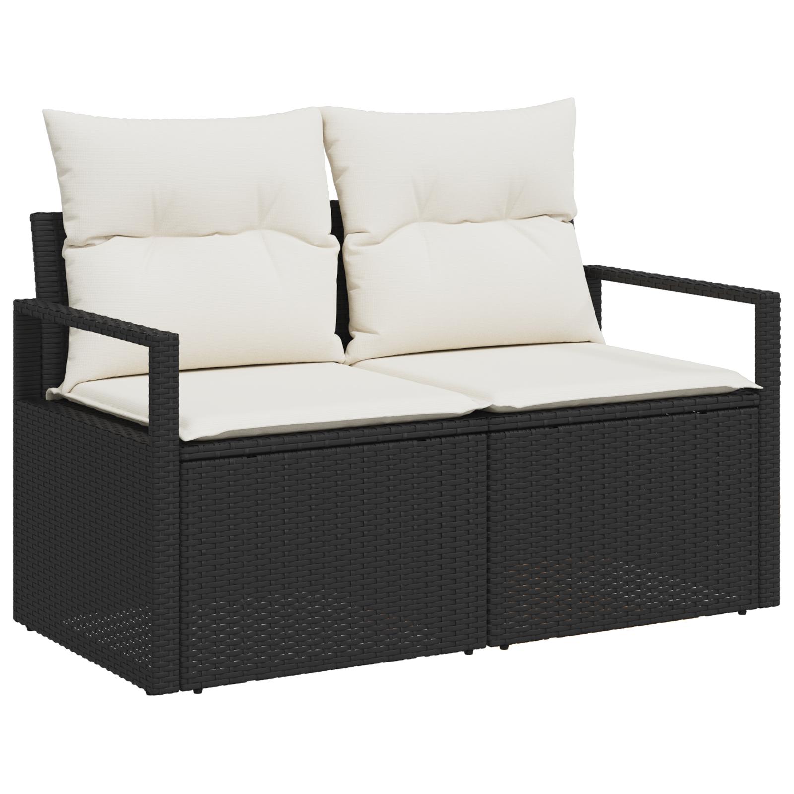 Havesofa Sæt 7 stk Sort og Cream 55 x 55 x 37 cm polyrattan