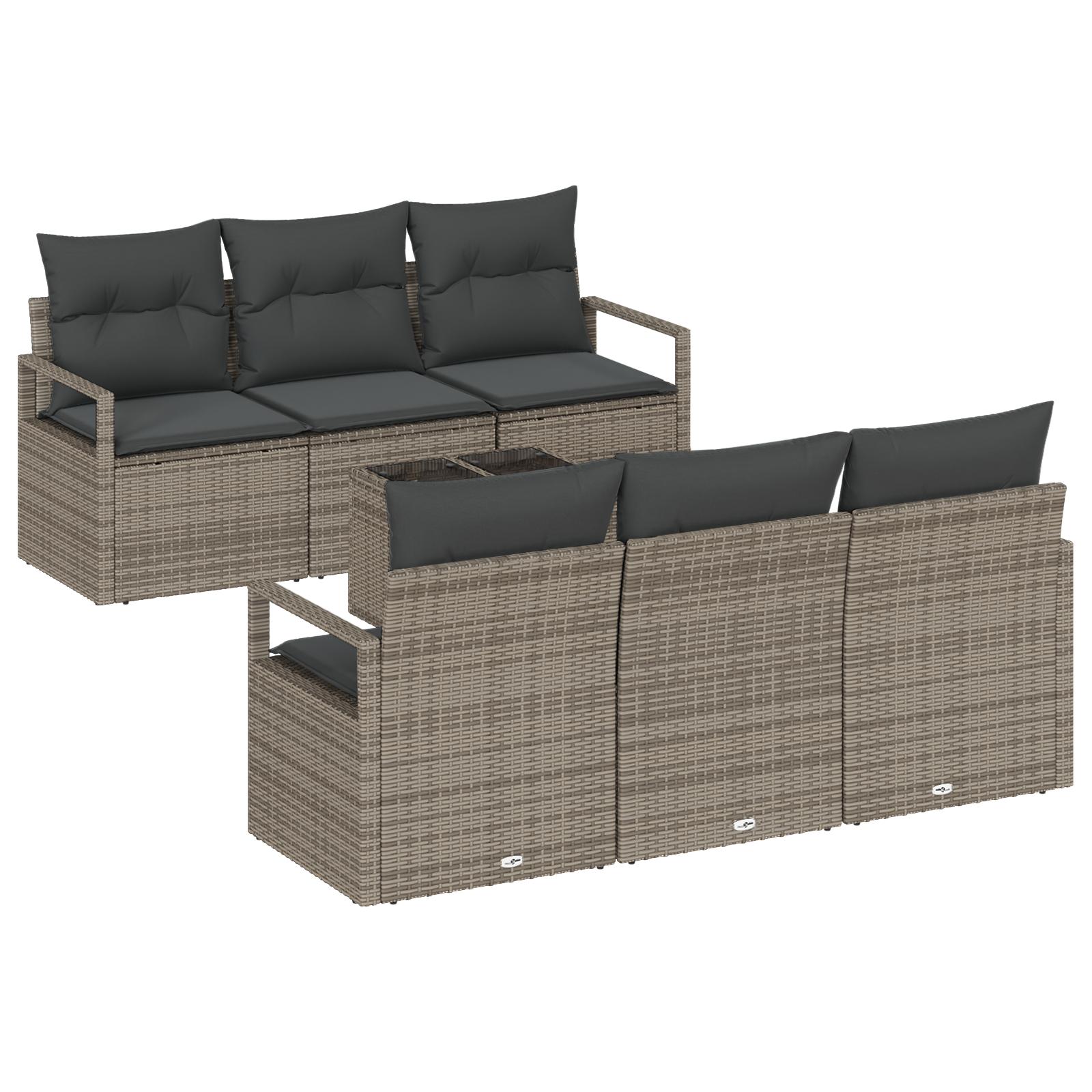 Havesofa Sæt 7 stk Grå 55 x 55 x 37 cm polyrattan