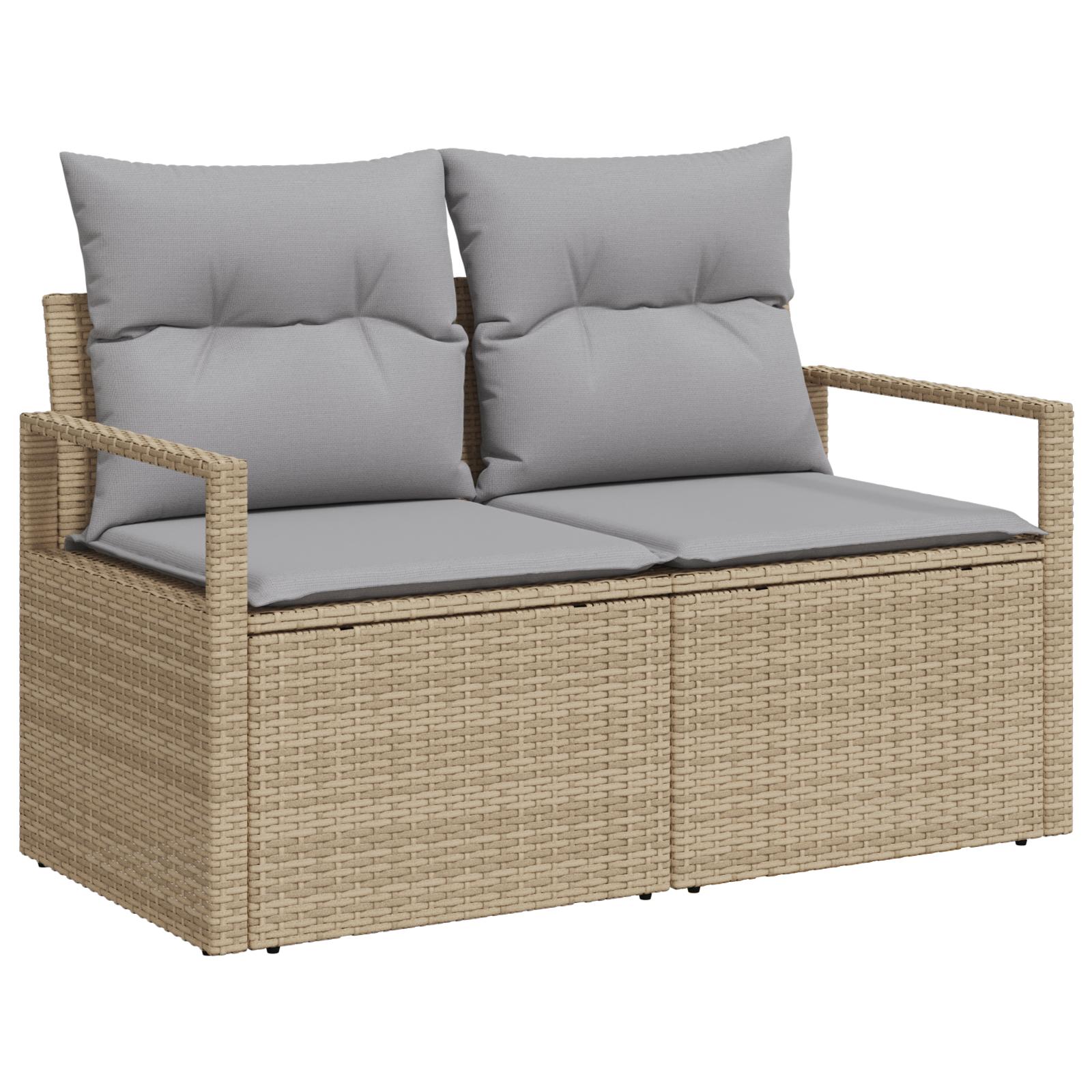 Havesofa Sæt 9 stk Beige og grå 55 x 55 x 37 cm polyrattan