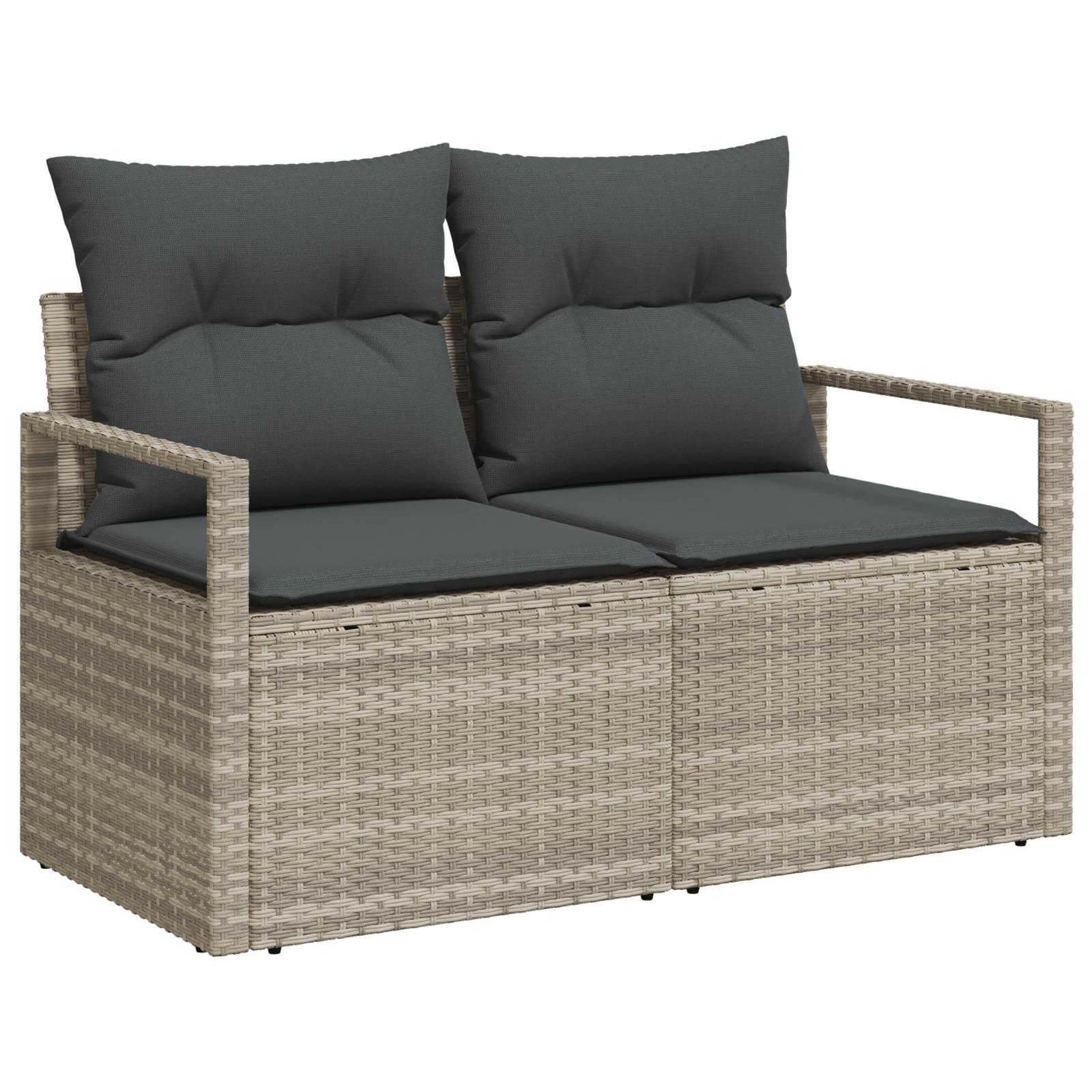Havesofa Sæt 9 stk Lys grå og sort 55 x 55 x 37 cm polyrattan