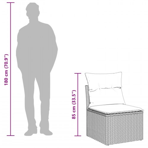 6 Stykke Have Sofa Sæt med Puder Grå Poly Rattan, 2-Sæders Have Sofa med Puder Grå Poly Rattan