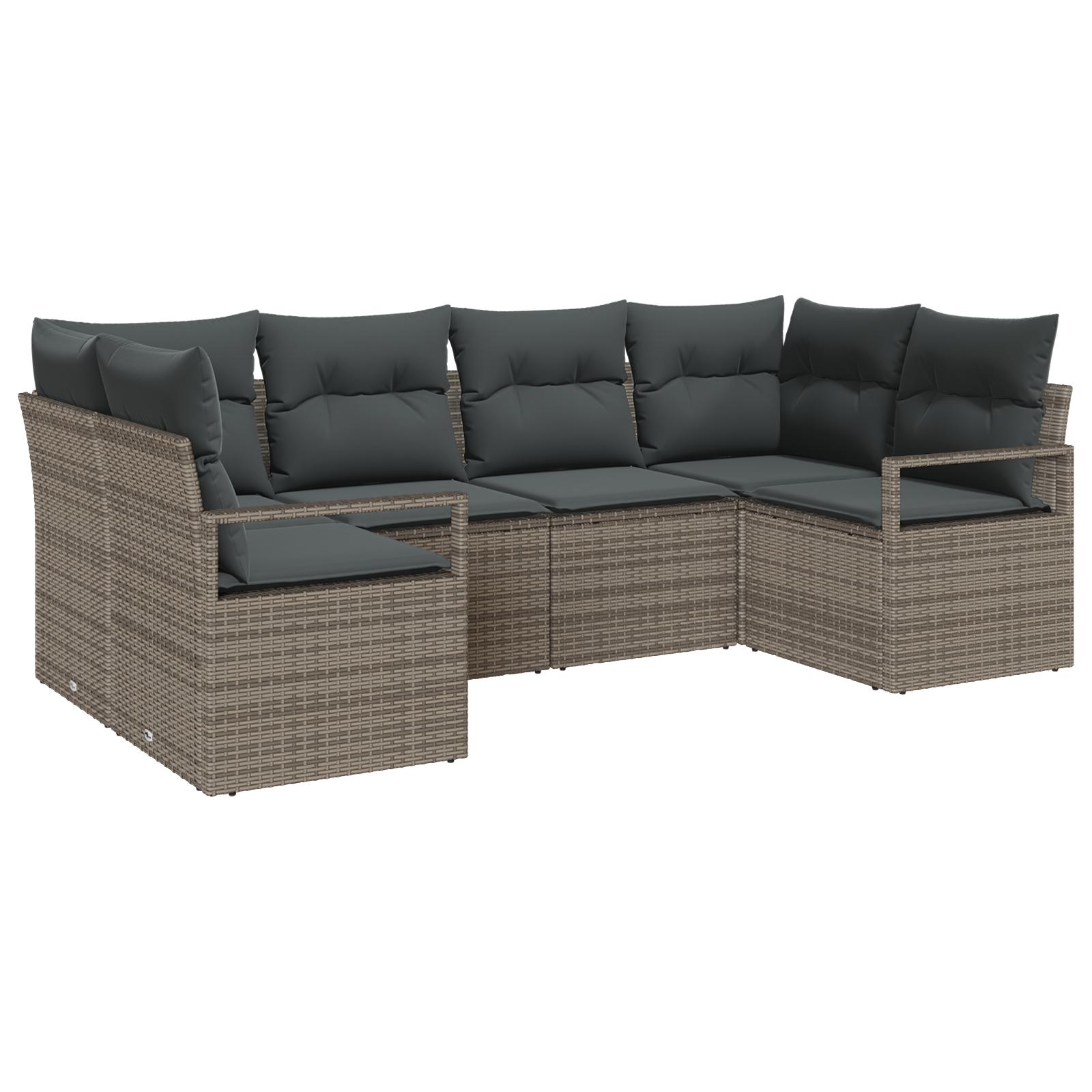 Havesofa Sæt 6 stk Grå Poly rattan