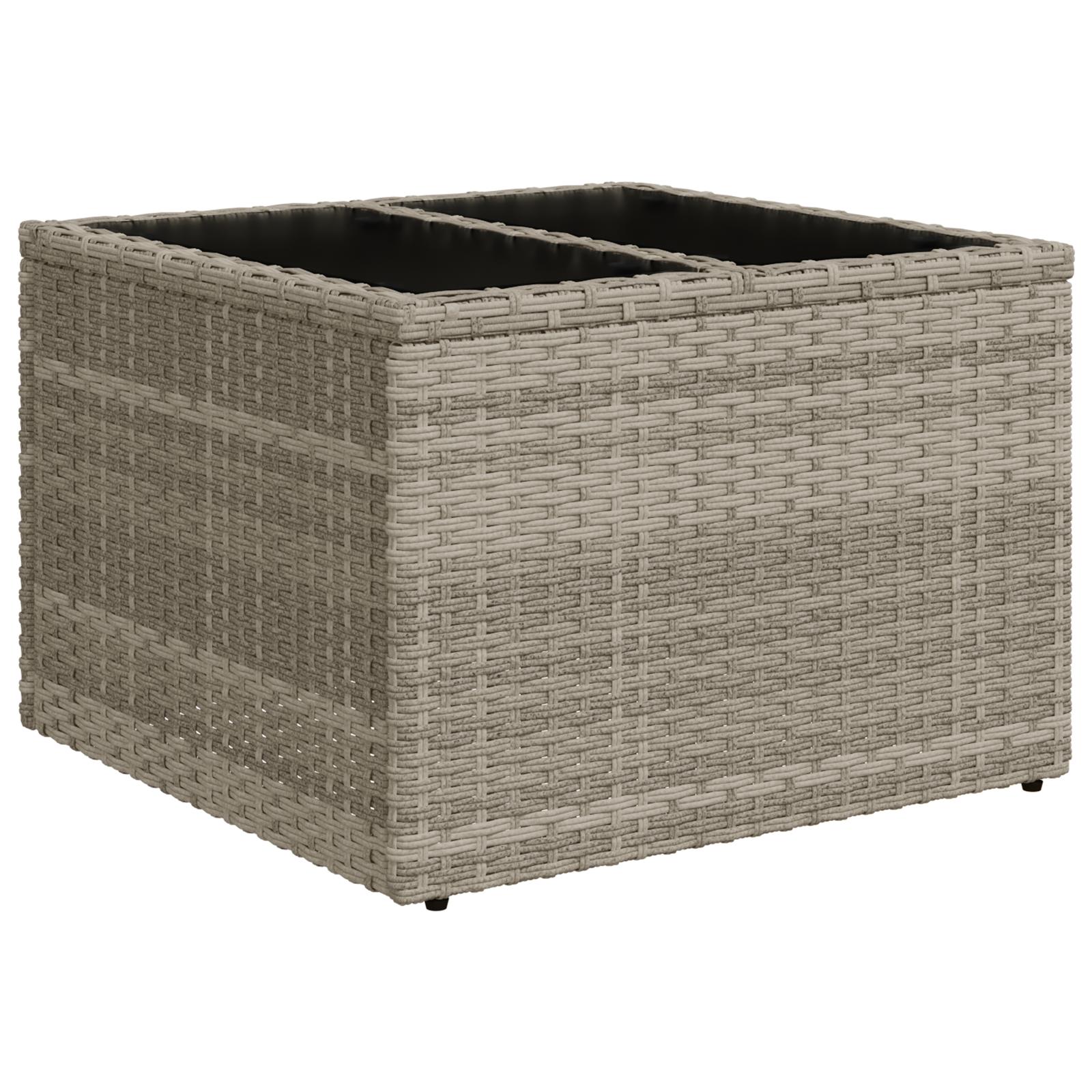 Modulært loungesæt i lysegrå polyrattan - 10 dele med puder og højdejusterbart bord